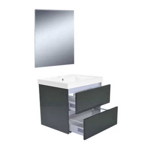 Vision meubelset (incl. spiegel) 60 cm hoogglans grijs -