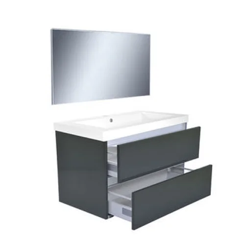 Vision meubelset (incl. spiegel) 80 cm hoogglans grijs -