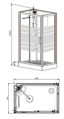 Thermo links complete douchecabine 120x90x218 alu  5mm glas