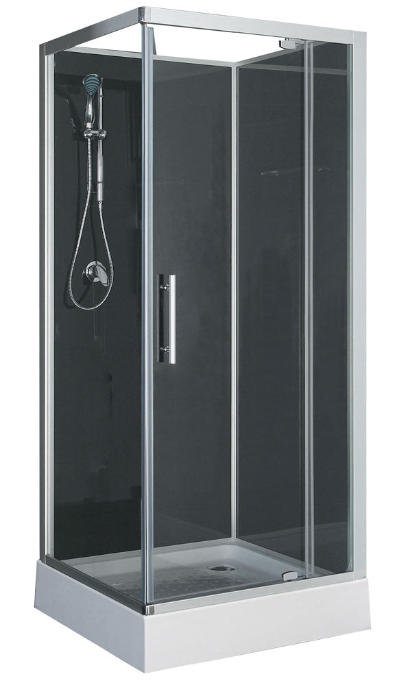 Cabine de douche complète Domino 80x80x210 alu mat verre 5mm
