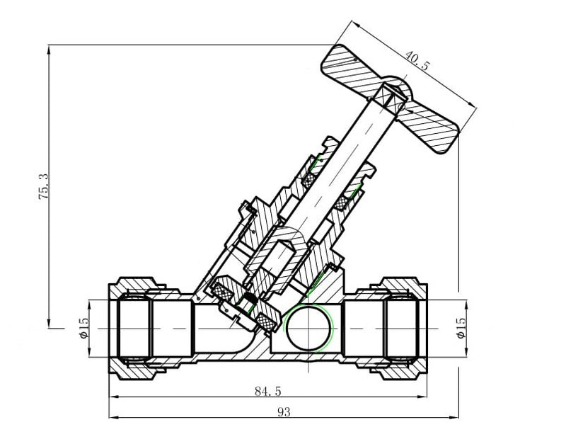 robinet d'arrêt de 15 mm approuvé