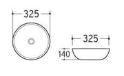 AquaVik Waskom Måne Keramiek Rond Glans Wit 32.5x14 cm