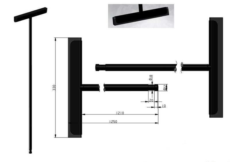 luxury bathroom floor wiper + suspension matt black