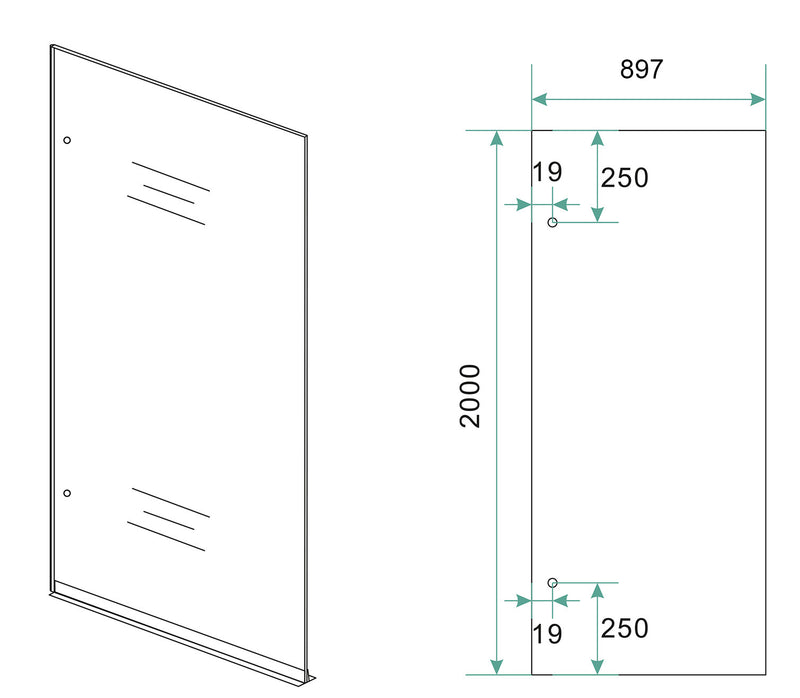 Less inloopdouche 900 x 2000 x 8 mm nano vintage brons glas/geborsteld brons koper