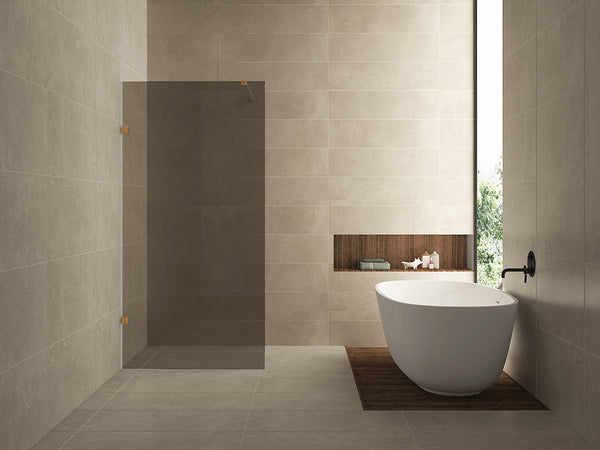 Less inloopdouche 1200 x 2000 x 8 mm nano vintage brons glas/geborsteld brons koper