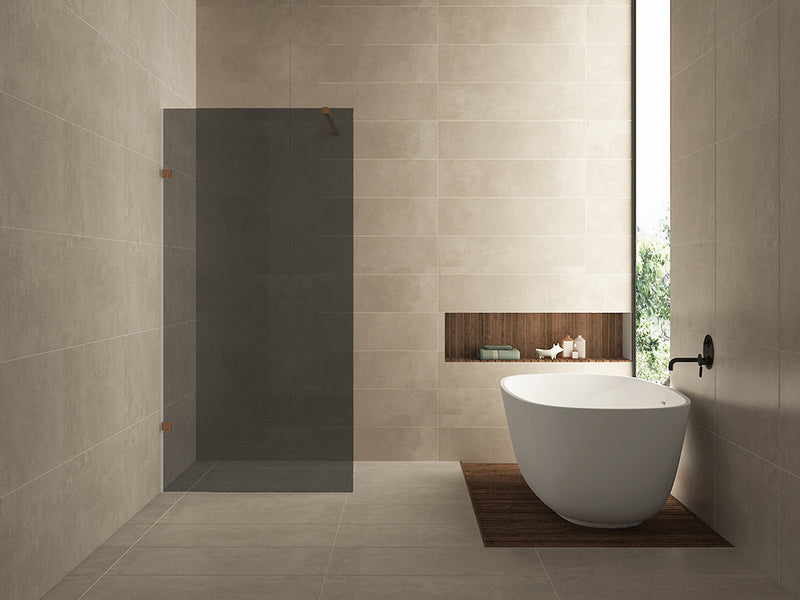 Less inloopdouche 900 x 2000 x 8 mm nano rookglas glas/geborsteld brons koper