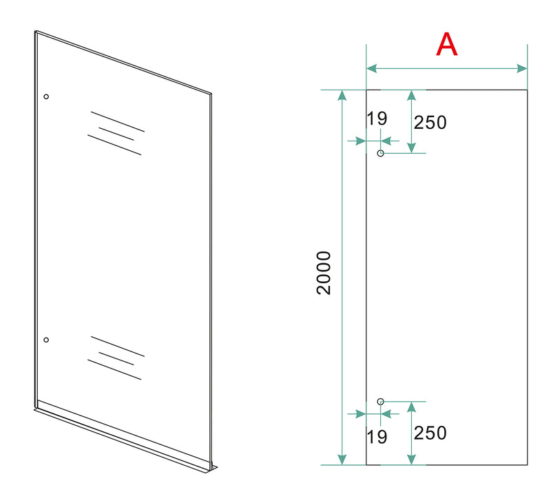 Less inloopdouche links 1000 x 2000 x 8 mm nano spiegelrook- naar helder glas/gunmetal