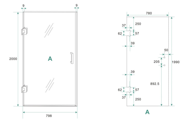 Moins de porte de niche 800 x 2000 x 8 mm nano verre clair/chrome