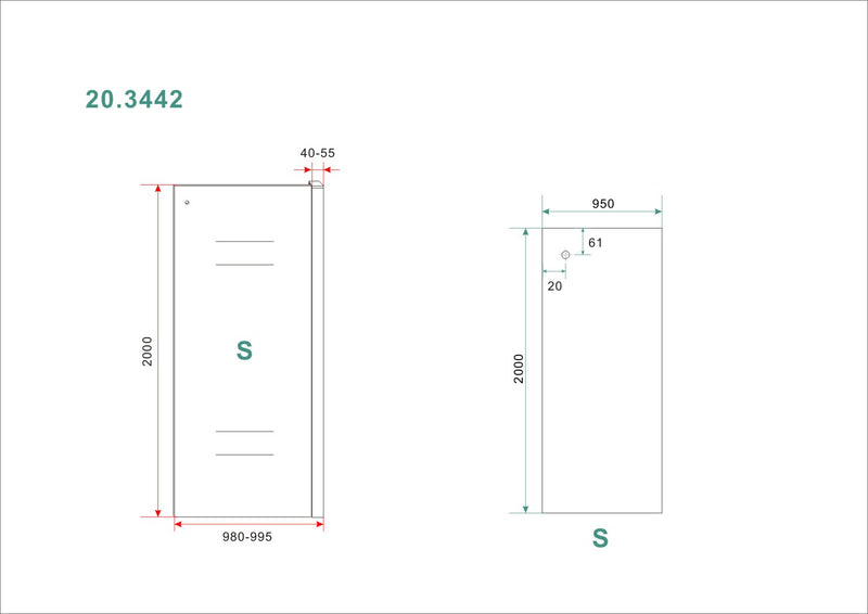 Side zijwand voor Puerta en Slide nisdeur 1000 x 2000 x 8 mm nano helder glas/chroom