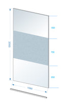 Slim glasplaat 1100 x 2000 x 8 mm nano helder glas met melkglas middenband