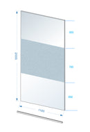Slim glasplaat 1200 x 2000 x 8 mm nano helder glas met melkglas middenband