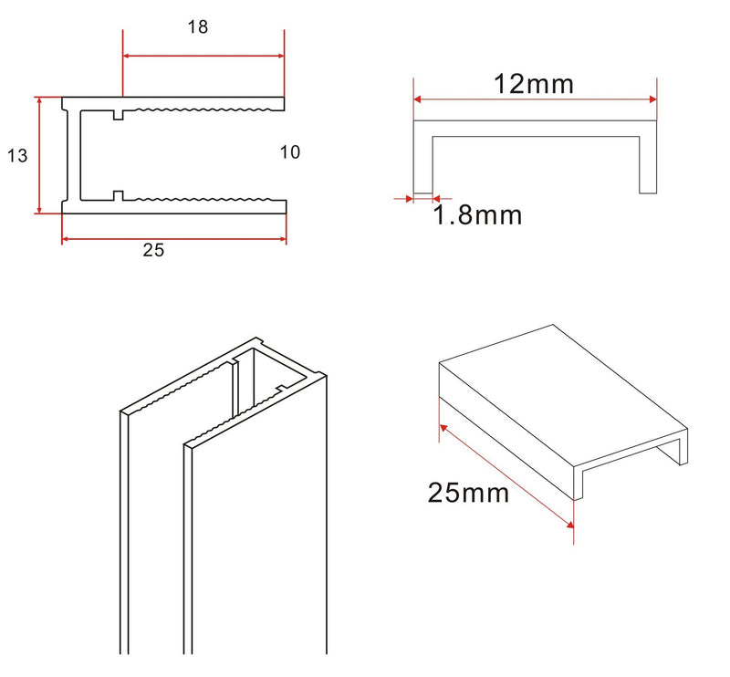 Slim profile set with stabilizing bar 120 cm matt white