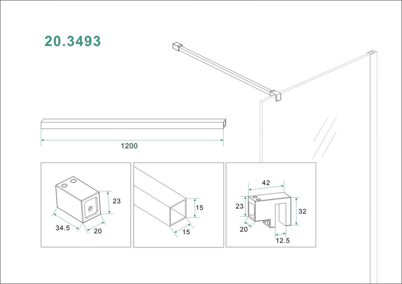 Slim stabilizing bar 120 cm matt white