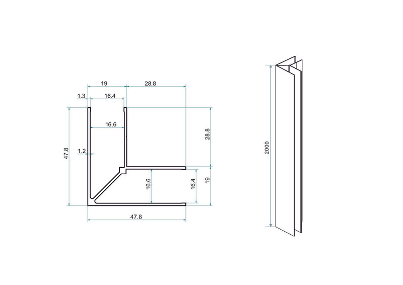 Horizon connecting set walk-in shower with niche door matt black