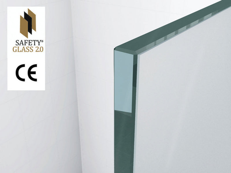 Douche à l'italienne Graffic 900 x 2000 x 10 mm feuille de verre de sécurité nano verre clair/chrome