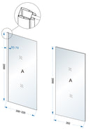 Comfort zijwand met muurprofiel 300 x 2000 x 10 mm nano helder glas/chroom