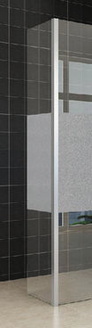 Paroi latérale 35 x 200 cm avec profil d'angle pour douche à l'italienne chromée avec verre dépoli NANO 10 mm