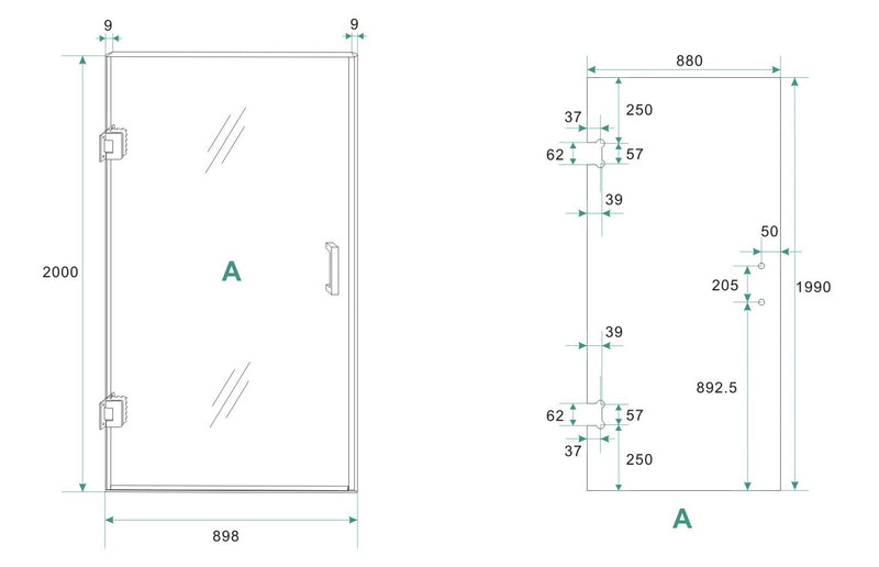 Less glass for niche door 900 x 2000 x 8 mm nano clear glass