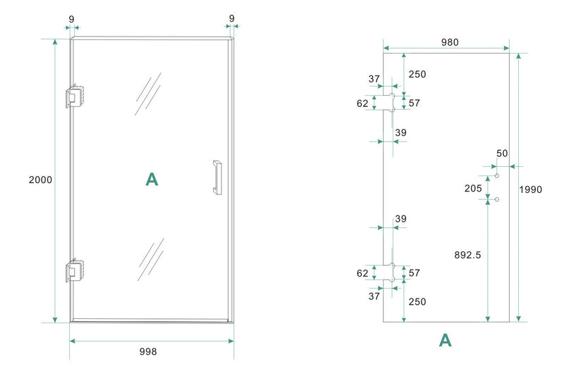 Less glass for niche door 1000 x 2000 x 8 mm nano clear glass