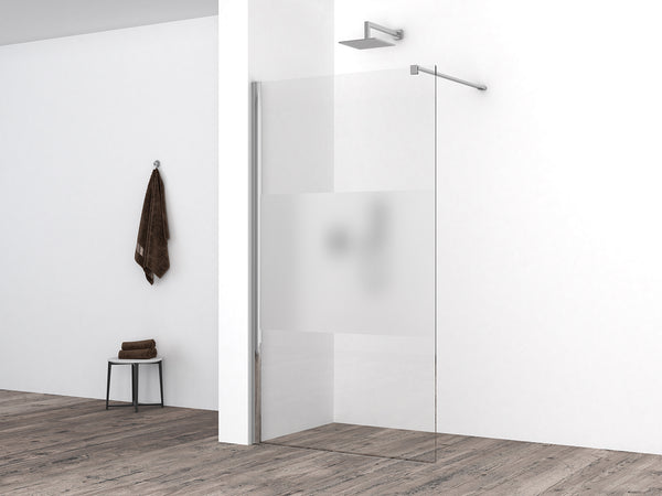 Comfort inloopdouche 900 x 2000 x 10 mm nano helder glas met melkglas middenband/chroom