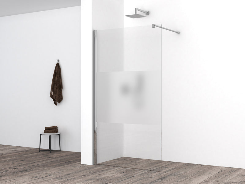 Comfort inloopdouche 900 x 2000 x 10 mm nano helder glas met melkglas middenband/chroom