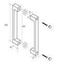 Door handle type 5 22.5 cm matt black
