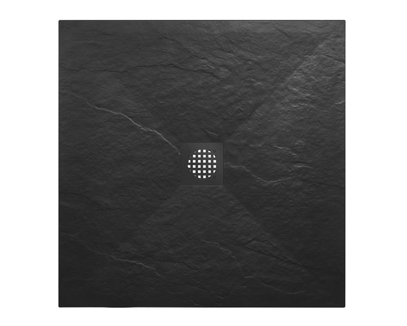 Stonea douchebak antislip composiet 900x900x30 mm inkortbaar mat zwart