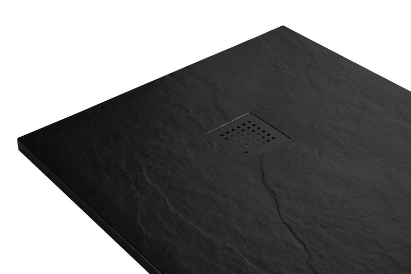 Stonea douchebak antislip composiet 900x1600x30 mm inkortbaar mat zwart