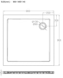 receveur de douche luxe SMC carré 900x900x40 blanc