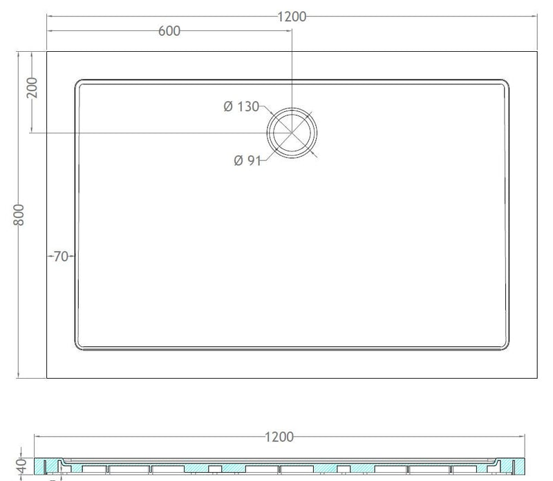 receveur de douche luxe SMC rectangle 120x80x4 cm blanc