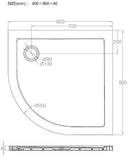 receveur de douche luxe SMC 1/4 rond 900x900x40 encastrable blanc