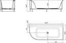 Baignoire d'angle Zenn droite 180 x 80 cm acrylique blanc mat avec vidage blanc mat