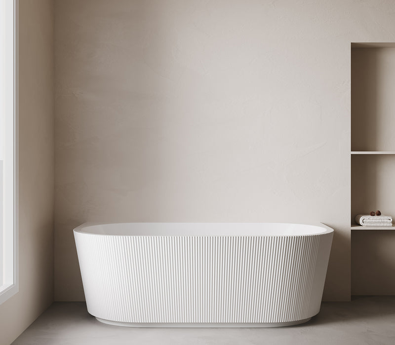 Rivi half vrijstaand ligbad 170 x 80 cm acryl glans wit met waste glans wit