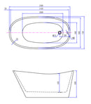 Trapeze freestanding bath 150 x 72 cm acrylic gloss white with wash gloss white