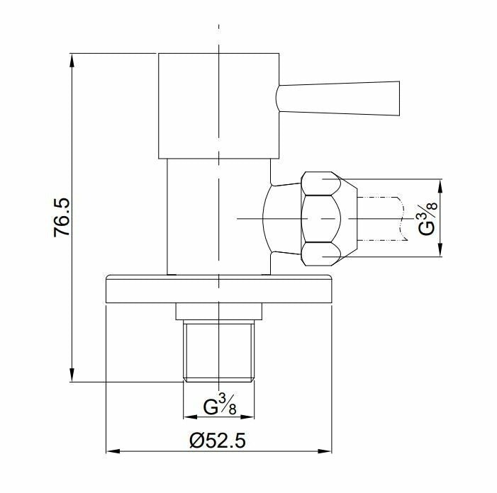 Vanne à angle minimal 3/8" x 3/8" ou compression 10 mm acier brossé