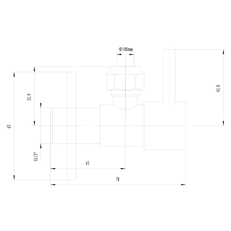 Minimal hoekstopkraan 1/2" x 3/8" of knel 10 mm geborsteld messing PVD