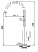 Clark kitchen faucet with high curved spout stainless steel
