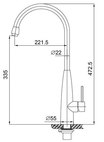 Clark kitchen faucet with high curved spout stainless steel