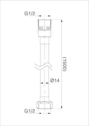 304 doucheslang metaal 150 cm geborsteld RVS