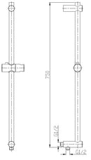 304 sliding bar with water outlet 75 cm brushed stainless steel