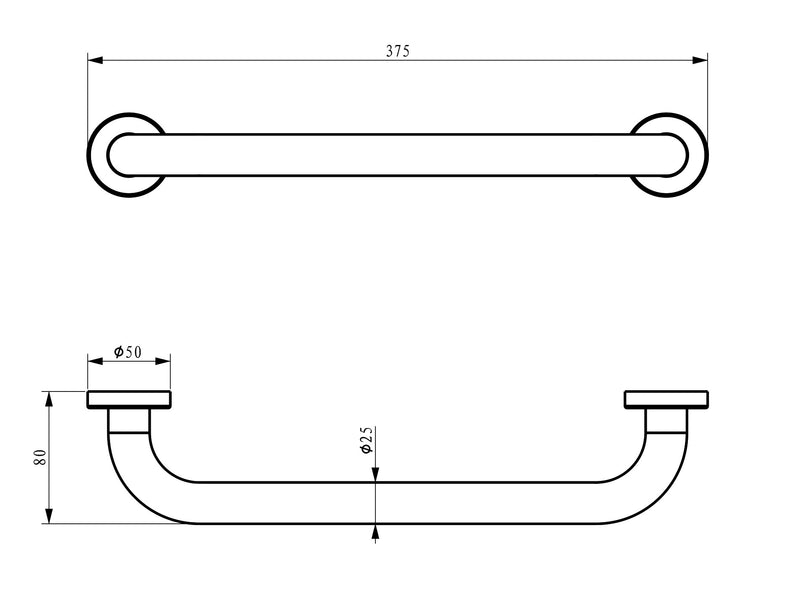 Domo bath handle straight 37.5 cm chrome