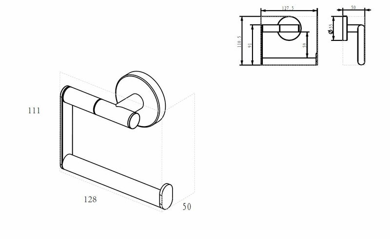 Porte-rouleau papier toilette Alonzo sans valve laiton brossé