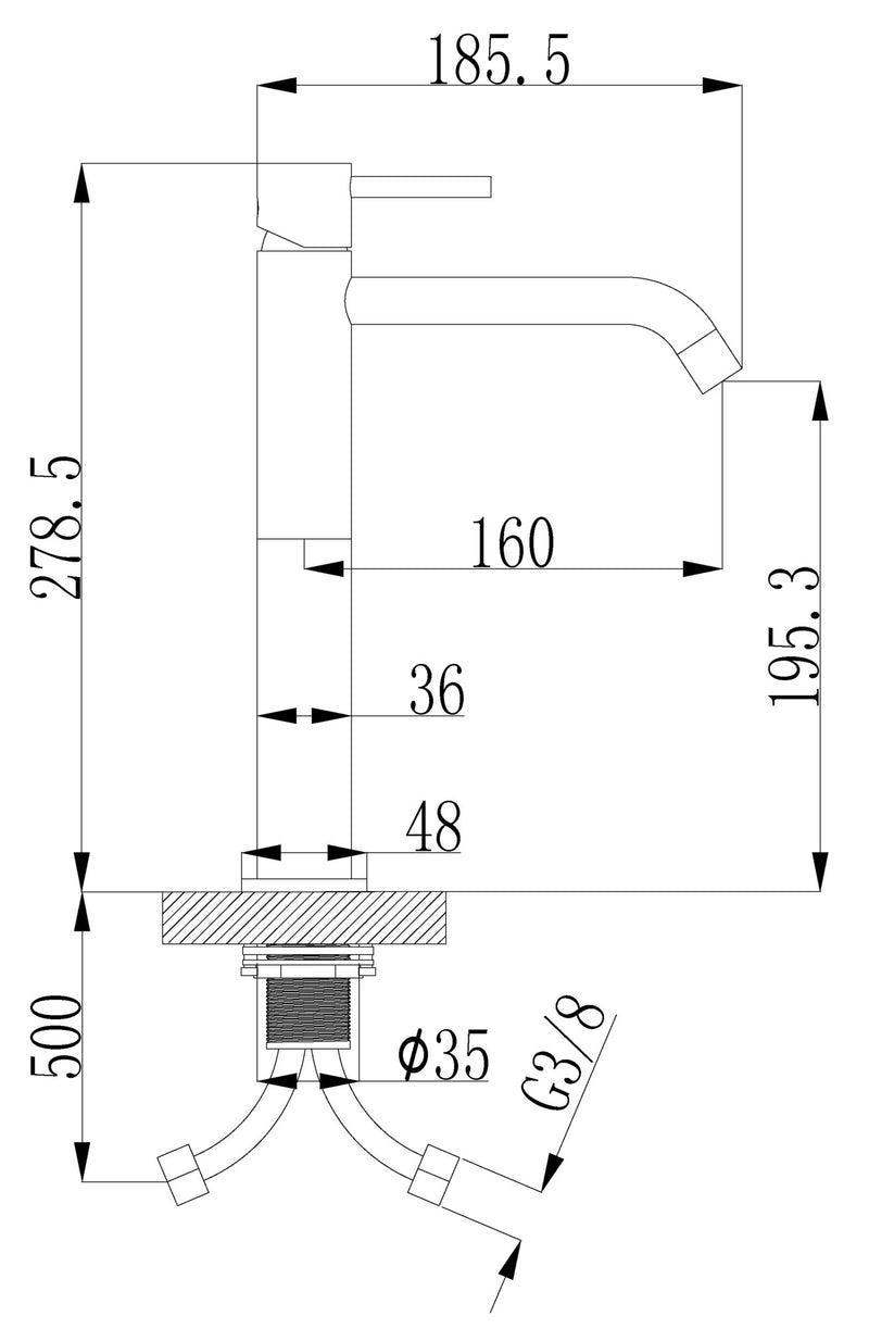 Robinet de lavabo Style XL haut en laiton brossé