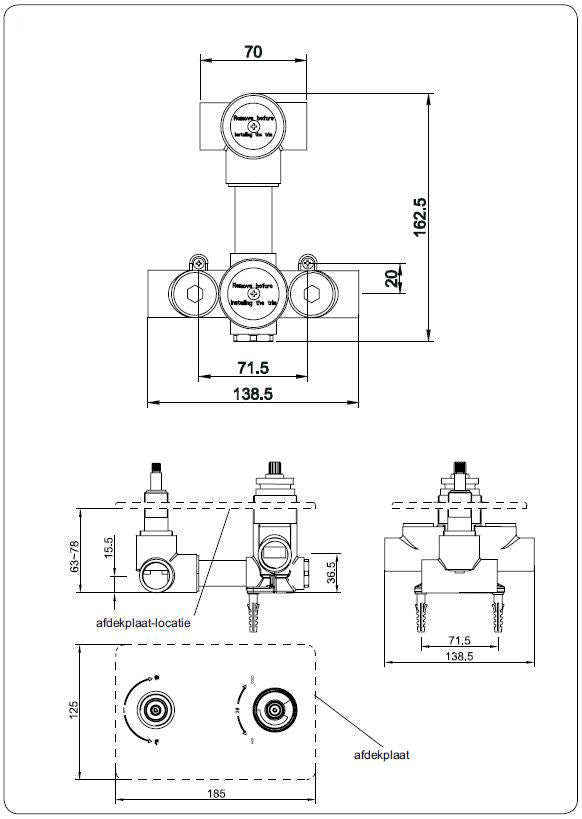 Caral built-in part built-in thermostat 2-way