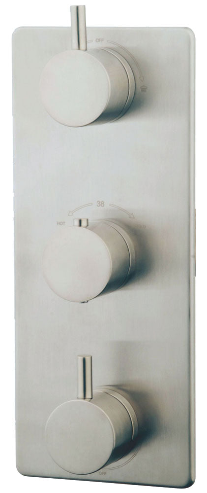Garniture Caral thermostat encastrable 3 voies acier brossé