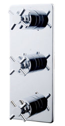 Cross afbouwdeel inbouwthermostaat 3 weg chroom