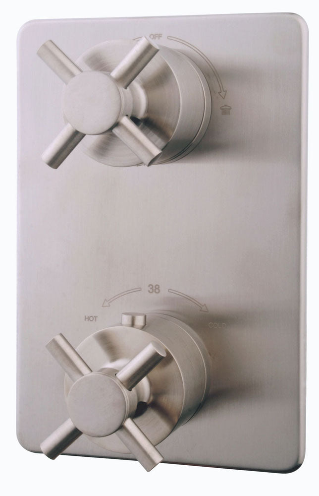 Pièce de finition croix thermostat intégré 2 voies acier brossé