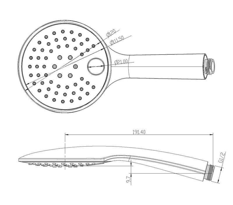 Rain hand shower 3 positions matt black