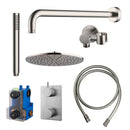 Caral inbouwthermostaat compleet met hoofddouche 30 cm en staafhanddouche geborsteld staal