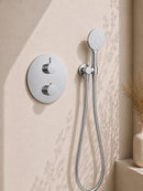 Caral inbouwthermostaat 2 weg rond compleet met hoofddouche 30 cm en 3 standen handdouche handdouche chroom